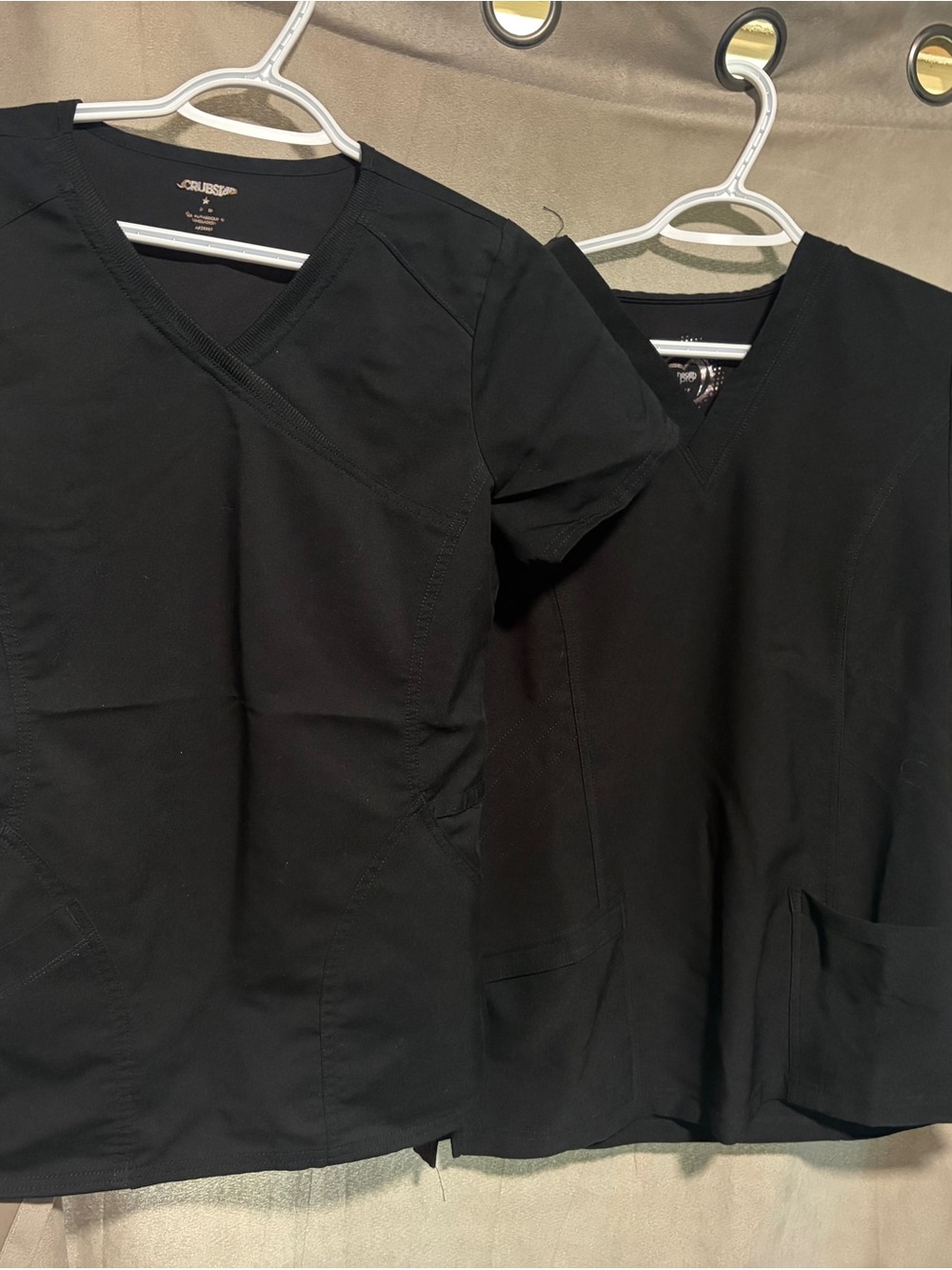 Black V-Neck Medical Scrub Tops - Set of 2